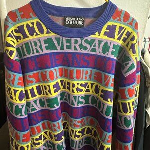Versace Jeans Couture Multicolor Logo Knit Sweater Crewneck